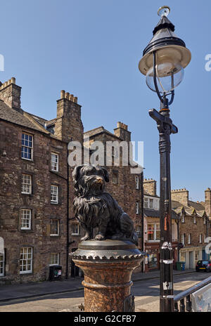 Edinburgh the statue to Greyfriars Bobby the faithful dog outside Greyfriars kirkyard Stock Photo