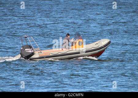 The RHIB Mara passes East India Harbour at Greenock, after welcoming ...