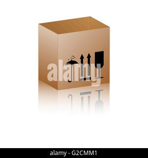 Open brown cardboard box isolated on white background. Vector EPS10 Stock Vector