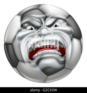 An angry mean looking Soccer Football ball sports cartoon mascot character Stock Photo