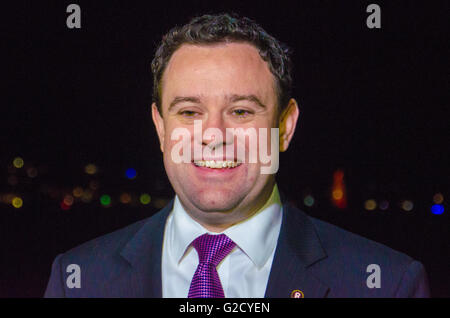 Sydney, Australia - 27th May 2016: The Vivid Sydney Light Show Festival opened on the 27th of May 2016.  The festival is set to run until the 18th of June featuring a wide variety of lights, sculptures and installations. Pictured is the NSW Minister for Trade, Tourism and Major Events, Stuart Ayres at the opening night of the Vivid Sydney Light Show. Credit:  mjmediabox /Alamy Live News Stock Photo
