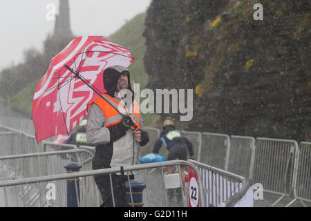 Cyclists riding in the pouring rain during the Town and Gown race, being a fun race for all to have a go as part of a cycle festival. Credit:  Ian Jones/Alamy Live News Stock Photo