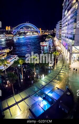 Sydney, Australia. 27th May, 2016. Lighting of the Sydney Harbour Bridge for the Vivid Sydney 2016 program in Sydney. Vivid Sydney 2016 is the world’s largest festival of light, music and ideas and runs from 27 May—18 June 2016 Credit:  Hugh Peterswald/Alamy Live News Stock Photo