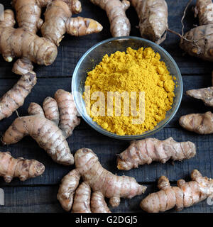 Turmeric powder, agriculture product, nutrition, healthy food, natural cosmetic for beauty care, can treat stomach ache Stock Photo