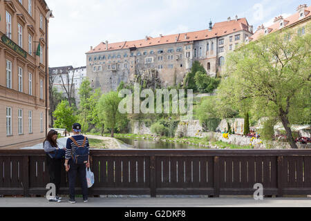 Český Krumlov Castle - a UNESCO World Heritage site on the Vltava River in the Czech Republic, Europe Stock Photo