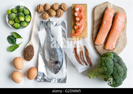 Omega 3 rich food collection Stock Photo