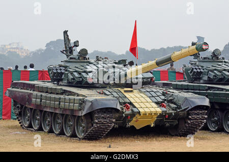 T-72M Main Battle Tanks of the Indian Army, Kolkata, West Bengal, India Stock Photo