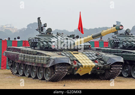 T-72M Main Battle Tanks of the Indian Army, Kolkata, West Bengal, India Stock Photo