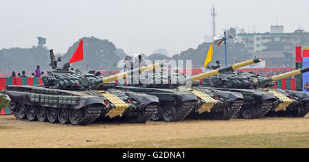 T-72M Main Battle Tanks of the Indian Army, Kolkata, West Bengal, India Stock Photo