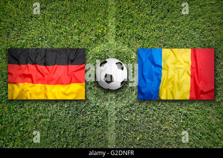 Germany Vs Romania Flags On Soccer Field Stock Photo Alamy