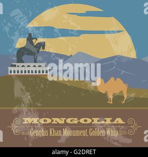 Mongolia. Retro styled image. Vector illustration Stock Vector