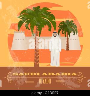 Saudi Arabia. Retro styled image. Vector illustration Stock Vector