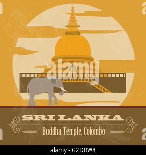 Sri Lanka landmarks. Retro styled image. Vector illustration Stock Vector