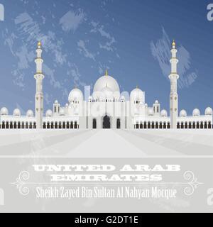 United Arab Emirates landmarks. Retro styled image. Vector illustration Stock Vector