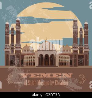 Yemen landmarks. Retro styled image. Vector illustration Stock Vector