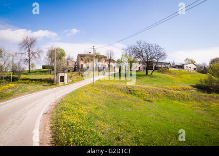 Blooming spring in the wonderful Italian hills. Stock Photo