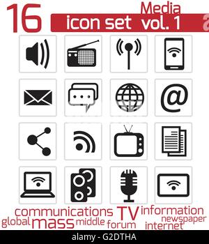 Black and White Communication and Discussion Icon Set Vector ...