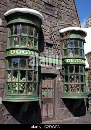 Dogweed Death shop at Harry Potter World, Universal Studios in California. Stock Photo