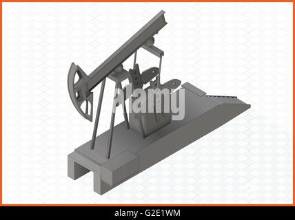 pumpjack flat vector 3d illustration Stock Vector