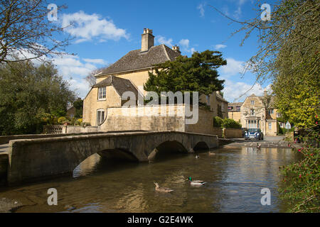Ancient village 'Lower Slaughter' in the Cotswolds region Stock Photo