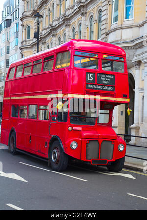 Traditional Lond double decker on the street Stock Photo