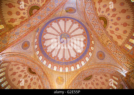 ISTANBUL - MAY 3: Interior of the 'Blue' mosque on Mal 3, 2015 in Istanbul,Turkey. Blue mosque is of the main religious centers  Stock Photo