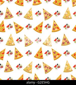 Seamless Pattern with Slices of Pizza Stock Vector