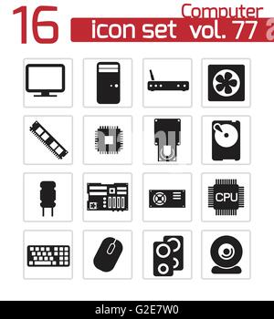 Computer Hardware Icons Black & White Set Big Stock Vector Image & Art ...