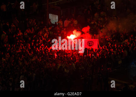 Real Madrid fans celebrating the 11th Champions League title. (Photo by Marcos del Mazo/Pacific Press) Stock Photo