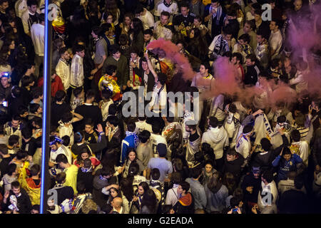 Real Madrid fans celebrating the 11th Champions League title. (Photo by Marcos del Mazo/Pacific Press) Stock Photo