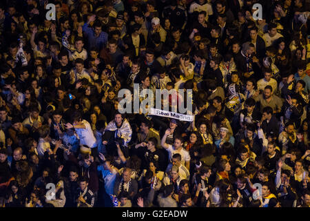 Real Madrid fans celebrating the 11th Champions League title. (Photo by Marcos del Mazo/Pacific Press) Stock Photo