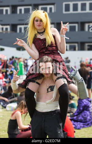 London, UK. 29 May 2016. Cosplayers outside the venue. Last day of the MCM London ComicCon at Excel Exhibition Centre. Credit:  Vibrant Pictures/Alamy Live News Stock Photo