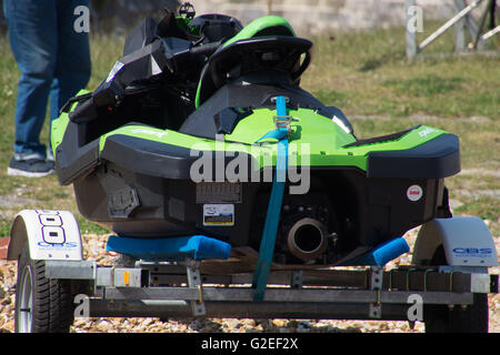 Southampton, Hampshire, UK. 29th May, 2016. A Child has been airlifted to hospital by the Hampshire and Isle of Wight Air Ambulance following a high-speed collision just off Calshot Spit in the Solent. The incident happened just after 2pm this afternoon( Sunday). A joint operation involving the Air ambulance, Coastguard rescue teams from Southampton, South Central ambulance and Two Lifeboats crews from Gosport and Calshot. The lifeboat from Gosport who was out on the water went to rescue two children and two adults who were on jet ski that collided on the water. Credit:  uknip/Alamy Live News Stock Photo