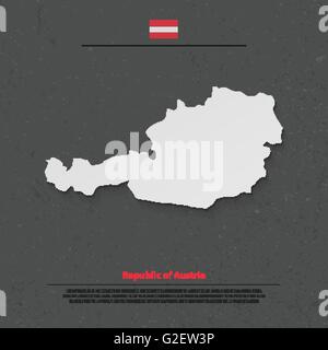 Republic of Austria isolated map and official flag icons. vector Austrian political map flat style illustration. European countr Stock Vector
