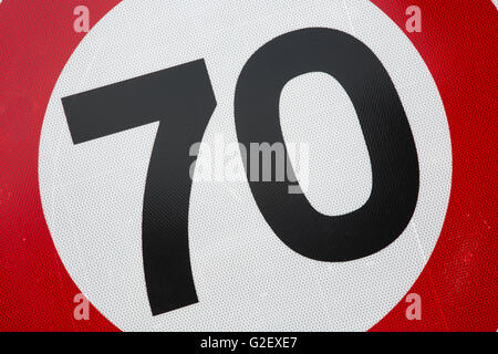 Red and White Seventy Speed Limit Sign Stock Photo