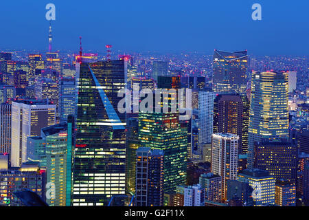 General city skyline evening view of Tokyo, Japan Stock Photo