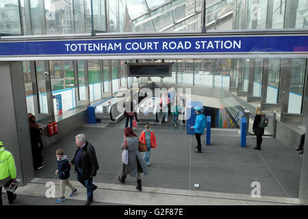 People at the entrance exterior Tottenham Court Road Station underground tube in London England UK  KATHY DEWITT Stock Photo