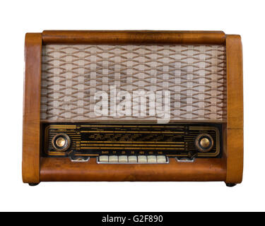 Old soviet radio isolated on white. Stock Photo