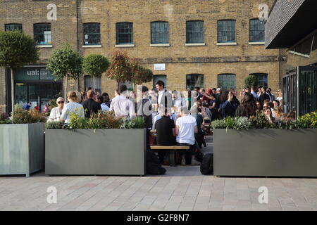 The Lighterman modern British gastro pub, on Granary Square, on the Kings Cross estate, in north London, England, UK Stock Photo