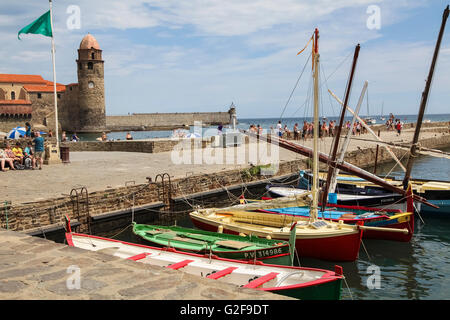 Small fishing boats fill a marina , Costa del Sol, Andalucia in Spain Stock Photo