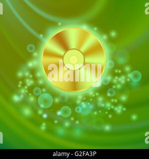 Compact Disc Isolated on Green Wave Stock Vector