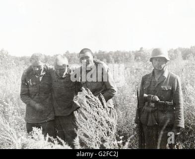 German Soldier with Russian Prisoners of War Russian Front 1941