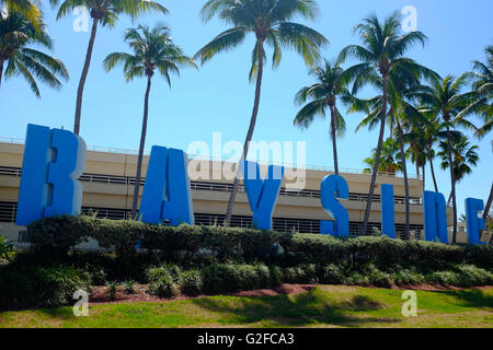 Sign outside Bayside Marketplace in downtown Miami, Florida, USA Stock Photo