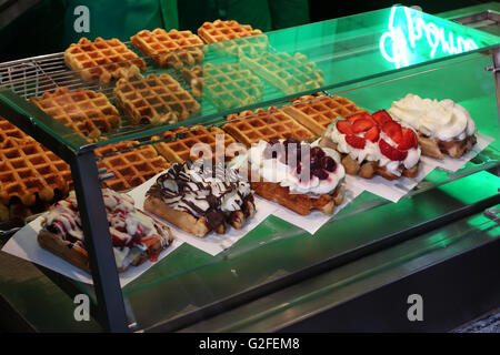 waffles at Crème de la Crème, ice cream parlour in Antwerp, Belgium Stock Photo