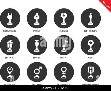 Media awards icons on white background Stock Vector
