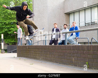 Skateboarding board slide Stock Photo