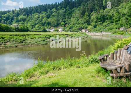 The River Wye at Tintern in the Wye Valley Monmouthshire England on a sunny Spring day Stock Photo