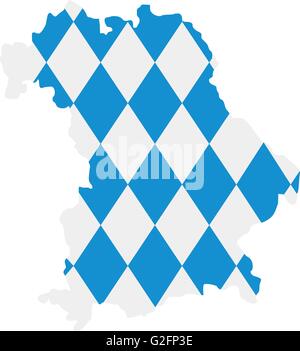 Bavaria map with flag pattern Stock Photo