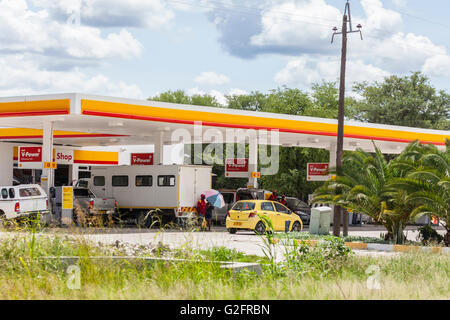 A fuel station specialising in Shell V-Power fuels in Nambia, southern Africa. Stock Photo