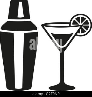 Cocktail martini glass with shaker Stock Photo
